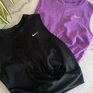 Lot of 2 NWOT Nike Dri-FIT Cropped Sleeveless Tank Top Purple Blk small Women's